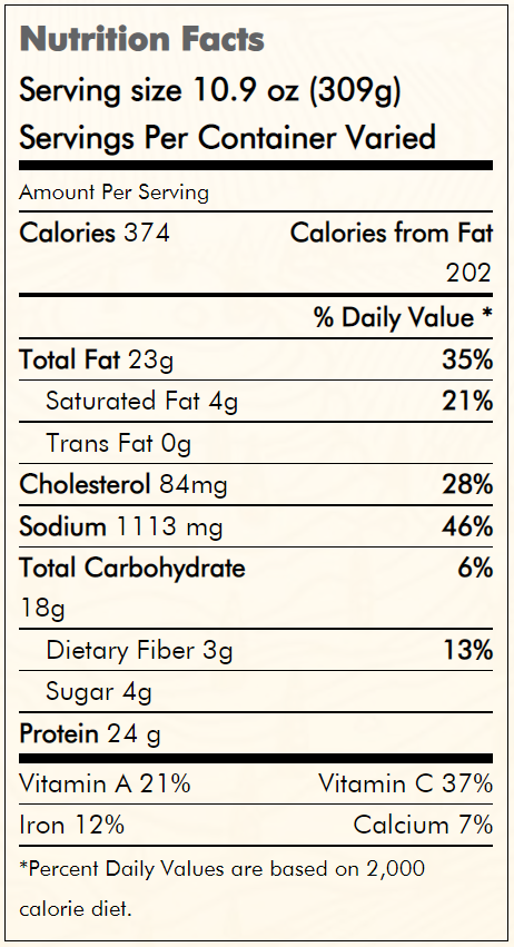 Nutrition Facts Provencal Vegetable Turkey Flatbread